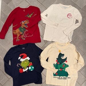 Kids Holiday Themed Long Sleeve Shirts - Red, White, Navy, Cream Size 6/7